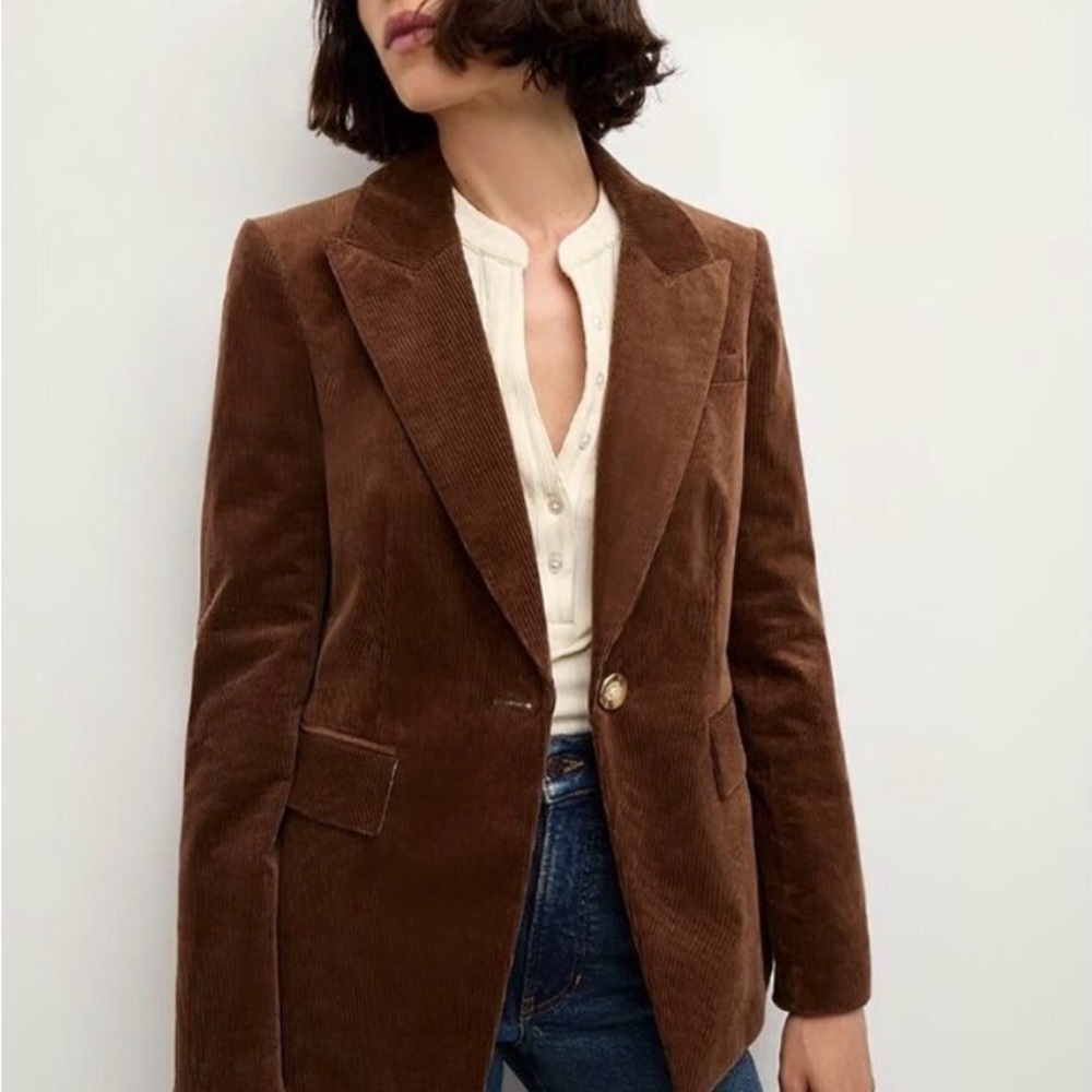VERONICA BEARD Reagan Corduroy Dickey Jacket Dark Cocoa Brown Sz 0
